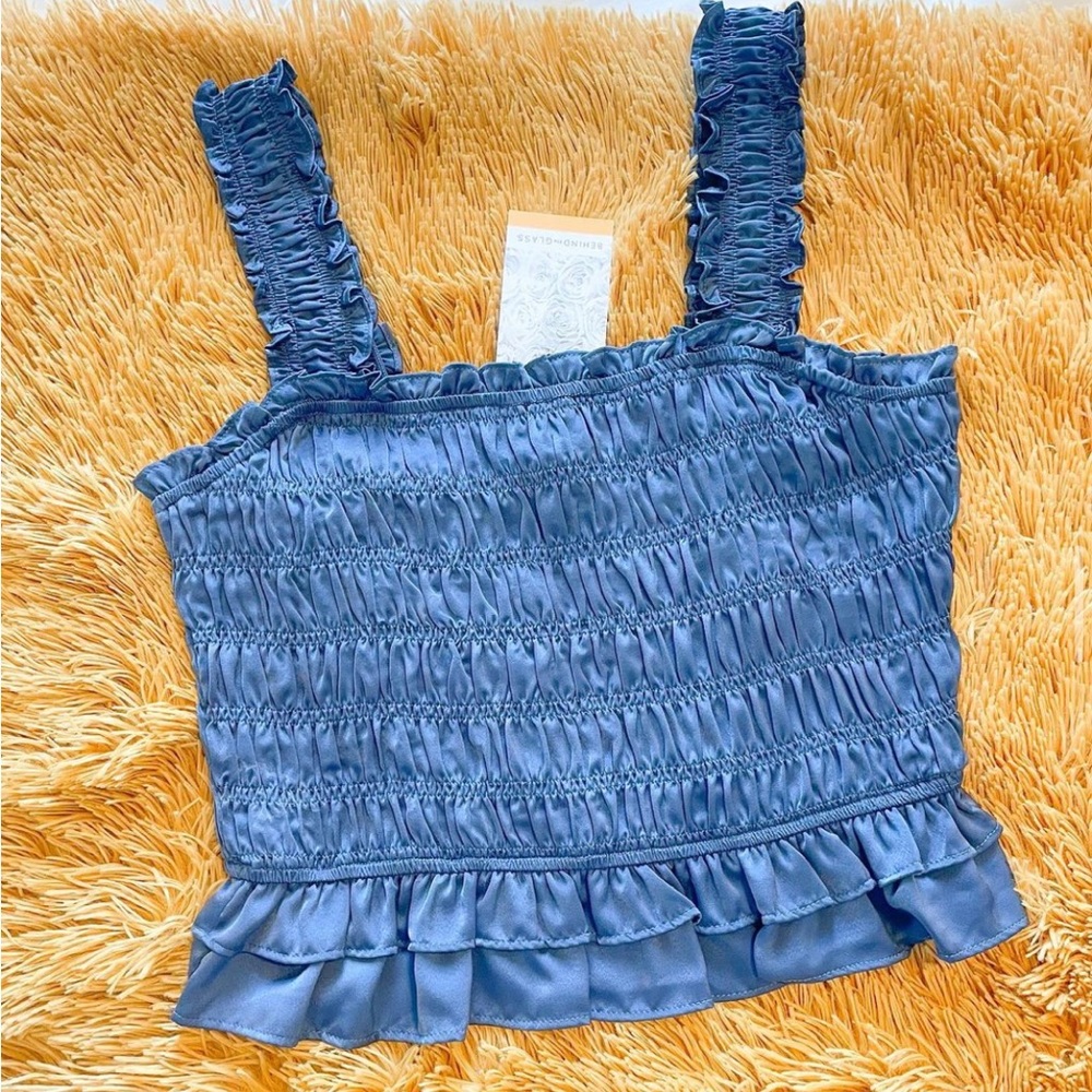 Dark blue smocked top